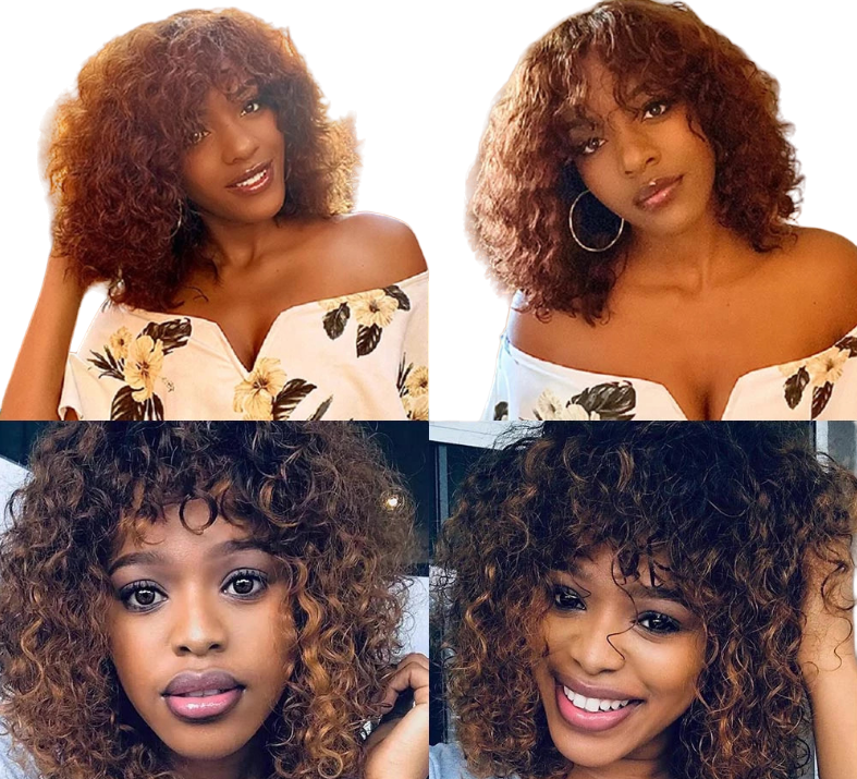 Bouncy Pixie Cut  Curly Short Bob  Wig With Bangs