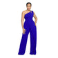 Women Sexy One Shoulder Sleeveless Hollow Out Casual Loose Jumpsuit