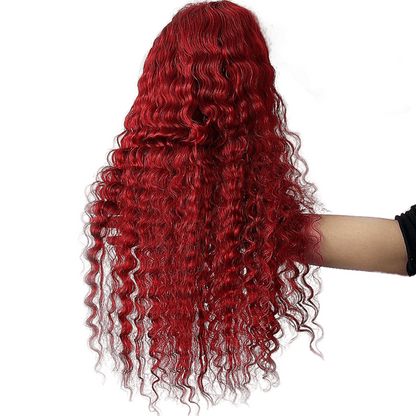 Red Deep Wave Human Hair Wig