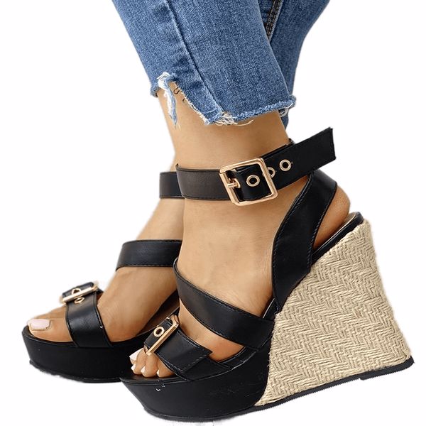 Women Woven Wedge High Heel Sandals